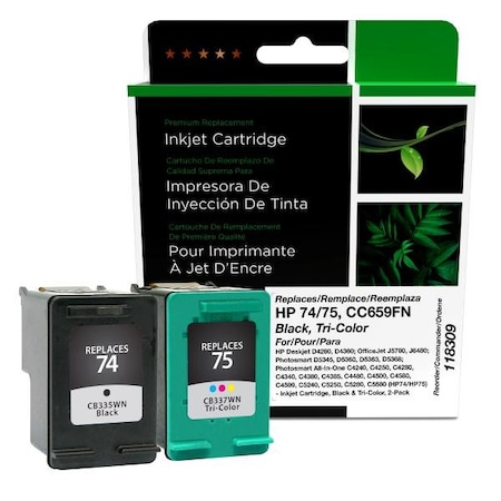 Clover Imaging Group Imaging Remanufactured Black, Tri-Color Ink Cartridges, 2PK 118309